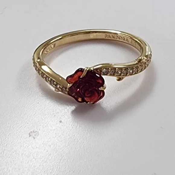 Pandora Disney Beauty and the Beast Enchanted Rose Ring Size 54 - Picture 1 of 6